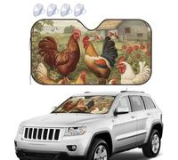 Chickens and Farm Car Windshield Sun Shade,Foldable Front Window Sun Visor Protector Uv Reflective Windshield Sunshade Covers Universal Car Accessories 55x30 Inch