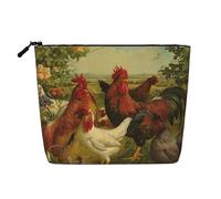 Chickens and Farm Cosmetic Bag - Single Layer Large Capacity Travel Organizer, Daily Organizer with Zipper
