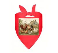 Chickens and Farm Dog Bandana Cute Soft Triangle Bibs Washable Kerchief Adjustable Dog Scarf Puppy Neckerchief Stylish Handkerchief Pet Bandana Pet Scarfs for Small Dogs Cat Pet Red-Style