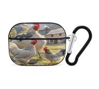 Chickens and Farm Earbuds Organizer Shockproof Protective Airpods Pro Cover with Carabiner Clip Anti Fall Carrying Earphone Case Cover for Airpods Pro 2nd Generation Black