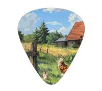 Chickens And Farm - Guitar Picks-12 Pack Includes Thin, Medium & Heavy Gauges, Best Gift for Guitar Lovers