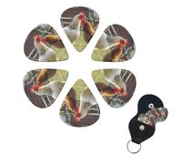 Chickens and Farm Guitar Picks 6 Pack, 0.96mm Thickness Celluloid Bass Pick with Leather Guitar Pick Holder Keychain Abstract Art Pics Plectrum for Acoustic Electric Guitar, Ukulele, Bass