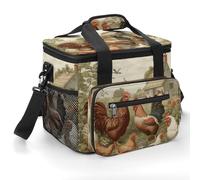Chickens and Farm Insulated Lunch Box Portable Cooler Bag Extra Large Lunch Bag Lunch Cooler Leakproof Ice Chest Thermal Cooler Shopping Bags for Beach, Picnic, Camping, Shopping