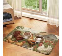Chickens and Farm Pet Feeding Mat 30x45cm, Absorbent Dog Mat for Food and Water Bowl, PU Leather Cat Food Mat Waterproof Dog Bowl Mats Quick Dry Pet Placemats-No Stains