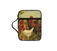 Chickens and Farm Print Bible Cover Case/Book Cover, Bible Case for Women Girls,with Handle Fits for Standard Size Bible