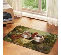 Chickens and Farm print Cats Pet Bowl Placemat Pet Feeding Mats for Dogs, Non-Slip PU Leather Tablecloth for Pets