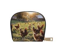 Chickens and Farm Print Coin Purse PU Leather Portable Coin Purse with 12 Card Slots Mini Change Wallet for Women and Thoughtful Gifting