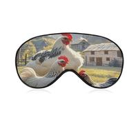 Chickens and Farm Sleep Mask Comfort Travel Eye Masks with Adjustable Elastic Strap Soft Funny Block Light Sleep Eye Cover for Side Sleeper for Nap Men Women Gift