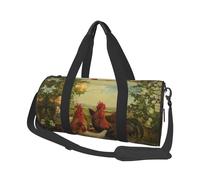 Chickens and Farm Travel Duffel Bag for Women Men,Print Polyester Tote Round Luggage Bag with Shoulder Strap