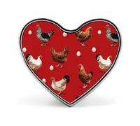 Chickens And White Eggs Heart-shaped Metal Badges Decorative Brooches
