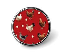 Chickens And White Eggs Round Metal Badges Decorative Brooches