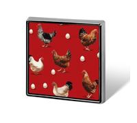 Chickens And White Eggs Square Metal Badges Decorative Brooches
