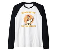 Chickens are Cool They Poop Breakfast Chicken Poultry Farmer Raglan Baseball Tee