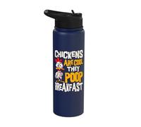 Chickens are Cool They Poop Breakfast Chicken Poultry Farmer Stainless Steel Insulated Water Bottle