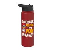 Chickens are Cool They Poop Breakfast Chicken Poultry Farmer Stainless Steel Insulated Water Bottle