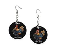 Chickens Are My Spirit Women's Drop Earrings Wooden Dangle Pendant with Stud Hoop Jewellery Gifts