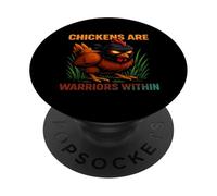 Chickens Are Warriors Within Funny Poultry Ninja PopSockets Adhesive PopGrip
