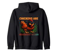 Chickens Are Warriors Within Funny Poultry Ninja Zip Hoodie