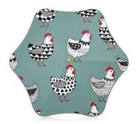 Chickens Black White Kids Rounded Tips Rain Umbrella, Reflective Umbrellas for School, Travel, Outdoor Activities
