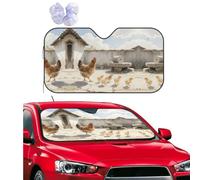 Chickens Car Windshield Sun Shade Personalized Foldable Auto Front Window Sun Shade Cover Uv Ray Reflector Sun Visor Protector Car Accessories for Car SUV Truck, Keeps Your Vehicle Cool 51x27.5 Inch