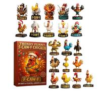 Chickens Christmas Calendar,Acrylic 2D 24 Days Embellishments | Christmas Calendar Pendant,For Thanksgiving Holiday Birthday Party Offices Home Room Door Window Tree School Student House