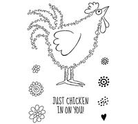 Chickens Dies and Stamps Sets for Card Making DIY Scrapbooking Arts Crafts Just Chicken in On You Words Phrase Transaprent Silicone Seal Stamps for Paper Crafting Scrapbooking Supplies Album Decor