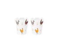 Chickens Egg Cups Set - Hens Laying Spring Themed Presents - Pack of 2 Ceramic Egg Cups/Holders Kitchenware/Shot Glasses Drinkware Boxed Gift