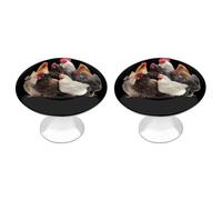 Chickens Hens and Roosters Cabinet Knob Drawer Pulls 2 Pack