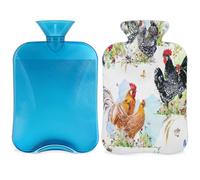 Chickens Hot Water Bottle with Soft Cover 2L Hot Water Bag for Hot and Cold Compress, Hand Feet and Bed Warmer, Menstrual Cramps, Neck and Shoulder Pain Relief