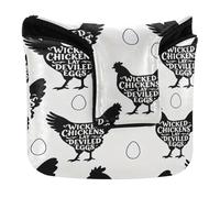 Chickens Lay Devil Egg White Golf Mallet Putter Head Cover Magnetic Closure Putter Headcovers for Mallets and Square PU Leather Waterproof