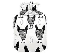 Chickens Lay Devil Egg White hot Water Bottles with Soft Cover, 2L Warm Compress for Tummy Warmer,Tummy Warmer,Bolsa para cólicos menstruales
