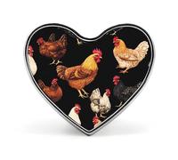 Chickens Metal Badge Pins Heart Brooches | Lapel Pins for Shirt Backpack Jacket Hat Coat Bag Clothing Jewelry Accessories Gifts for Women Men