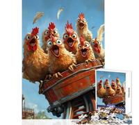 Chickens on Rollercoaster Jigsaw for Teenagers 1000 Pieces Stimulate Active Brain And Mind Gentle Relaxing Fun Activity (38x26cm)