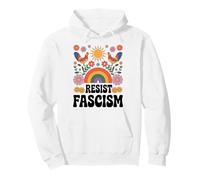 Chickens Resist Fascism Retro Groovy Rainbow No Kings Hippie Pullover Hoodie