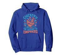 Chickens The Gateway To Conspiracies Pullover Hoodie, Adult Unisex, Royal Blue, Large