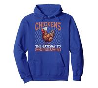 Chickens The Gateway To Conspiracies Pullover Hoodie, Adult Unisex, Royal Blue, X-Large