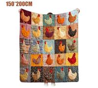 Chickens Throw Blanket Soft Lightweight, Warm, Rooster Plaid Print Blanket Season Blanket Flannel Living Room For Bedroom