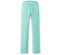 chickiddos Boys Linen Trousers - Elastic Waist Drawstring Straight Leg Trousers Slim Fit Casual Summer Holiday Beach Pants, MintGreen, 120/5-6 Years