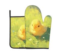 chicks 2-Piece Heat-Resistant Baking Set, Oven Mitt and Trivet, Essential forKitchen Cooking and Outdoor Barbecuing