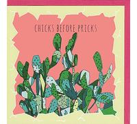 Chicks Before Pricks - Quirky Prickly Pear Cactus Birthday Card Hand Drawn
