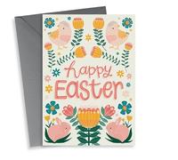 Chicks, Bunnies and Spring Florals Happy Easter Card