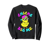 Chicks Dig Me Cool Chick with Sunglasses & Hat Sweatshirt