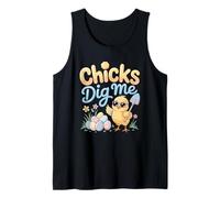 Chicks Dig Me Cute Easter Chick with Eggs Tank Top