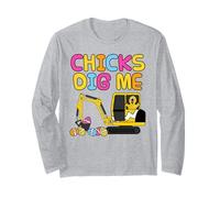 Chicks Dig Me, Easter Digger Construction Worker Funny Long Sleeve T-Shirt