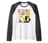 Chicks Dig Me, Easter Digger Construction Worker Funny Raglan Baseball Tee