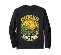 Chicks Dig Me Easter Toddler Boys Farmer Happy Easter Funny Long Sleeve T-Shirt