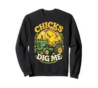 Chicks Dig Me Easter Toddler Boys Farmer Happy Easter Funny Sweatshirt