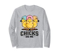 Chicks Dig Me Funny Baby Chicken Easter Pun Kids Long Sleeve T-Shirt