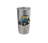 Chicks Dig Me Funny Blue Tractor Farm Joke Meme Stainless Steel Insulated Tumbler