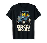 Chicks Dig Me Funny Blue Tractor Farm Joke Meme T-Shirt